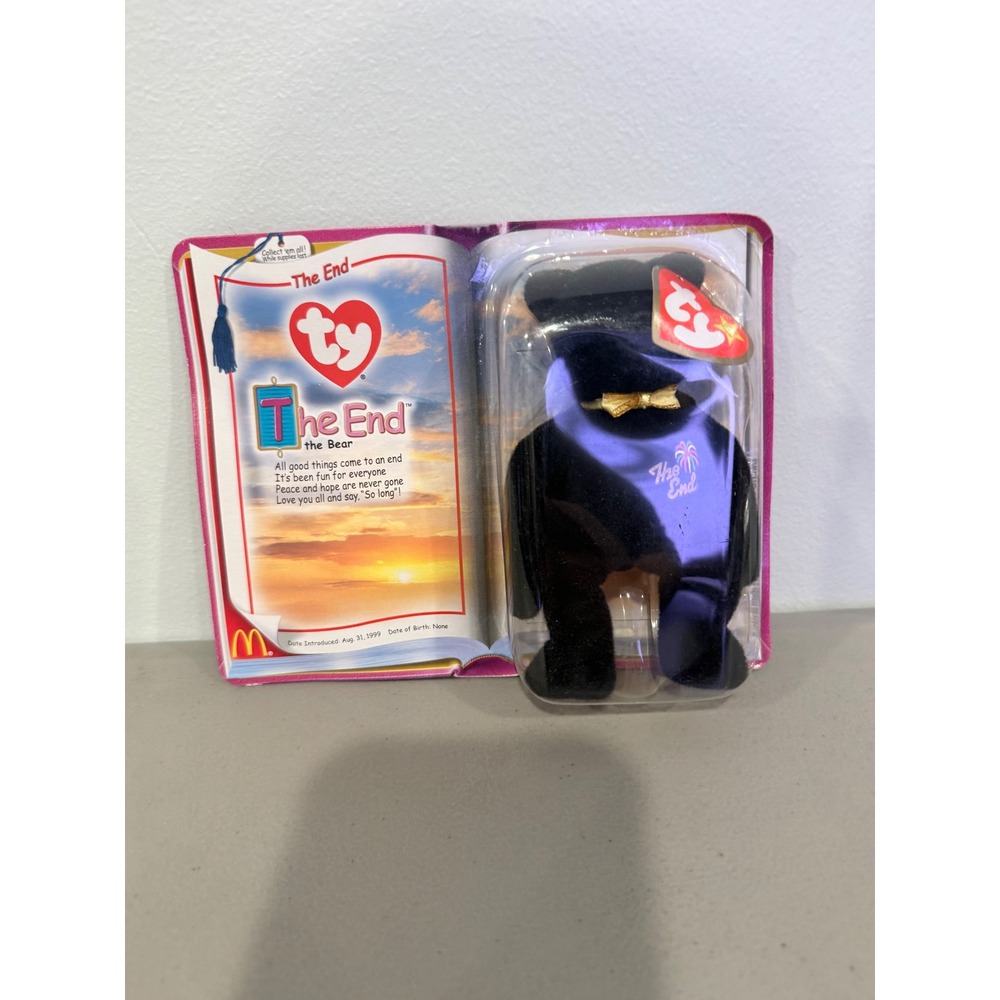 Ty Teenie Beanie Babies The End Bear Black Vintage Y2K McDonald's Toy Sealed